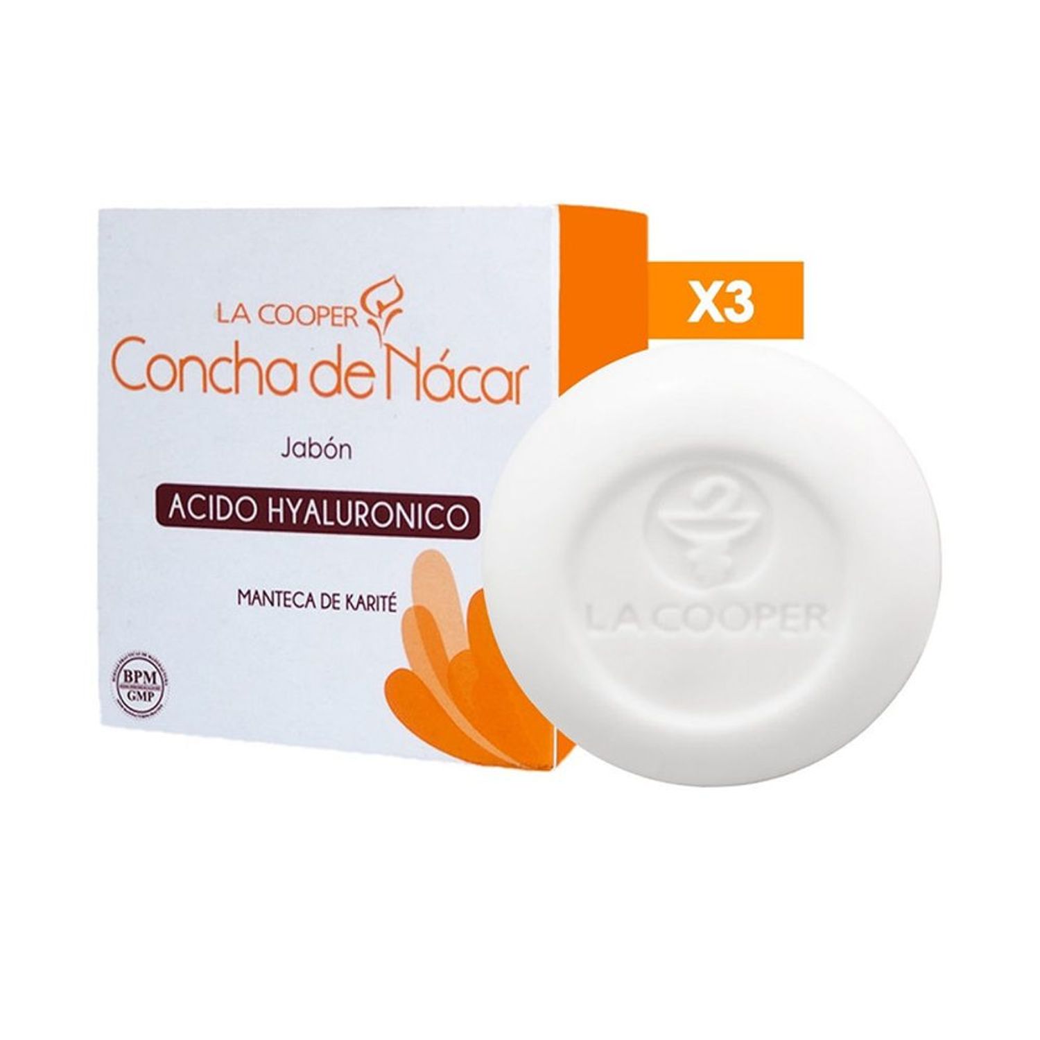 3 JABÓN DE CONCHA DE NACAR Y ACIDO HIALURONICO- LA COOPER - 1