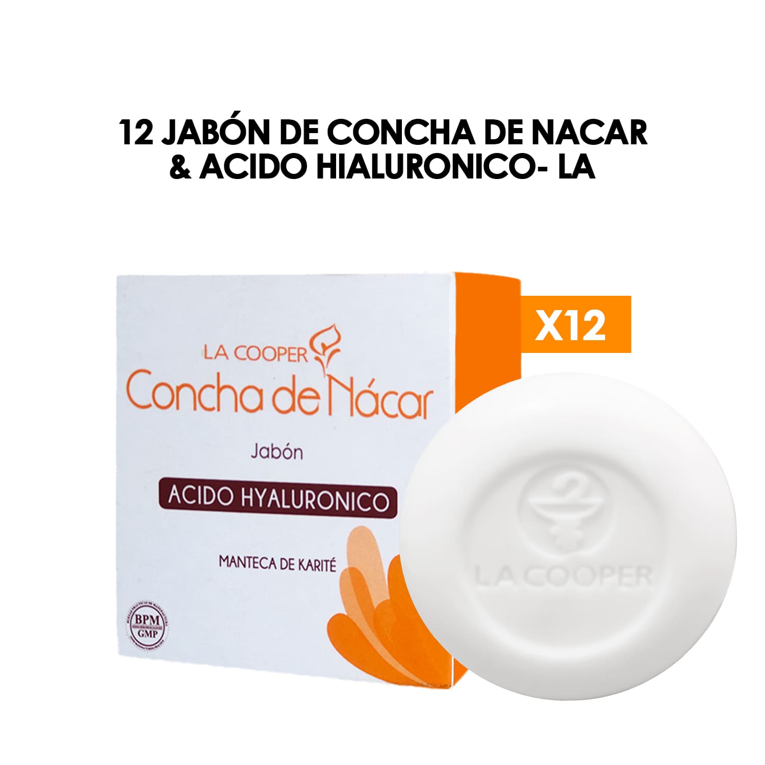 JABÓN ROSTRO Y CUELLO LA COOPER 12 UNIDADES CONCHA NACAR Y ACIDO HIALURONICO - 1