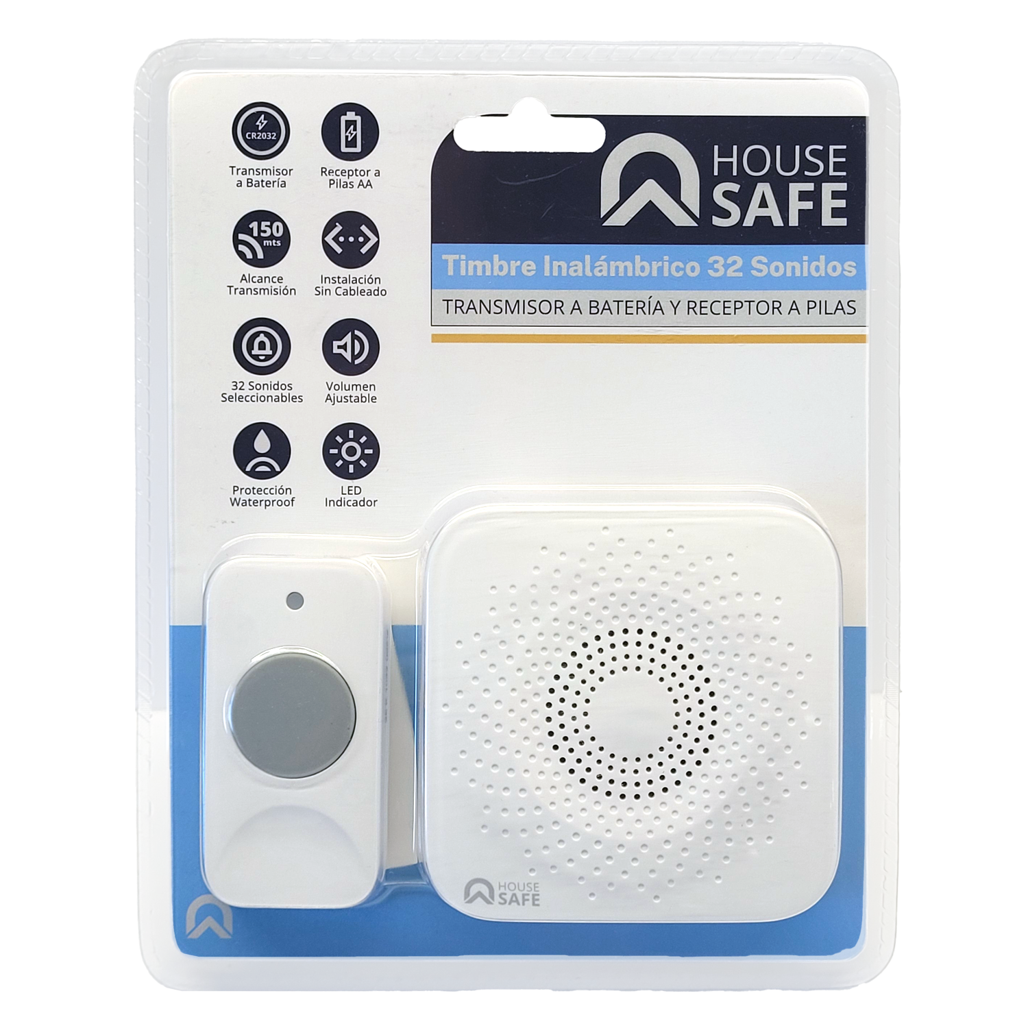 TIMBRE HOUSESAFE INALÁMBRICO 32 SONIDOS A BATERIA 100 MTS - 1