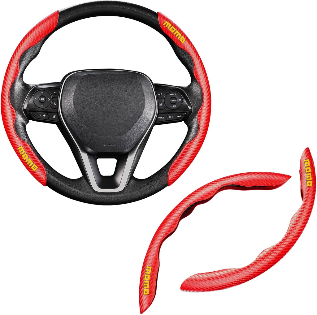 GRIPS PARA VOLANTE NEGRO/ROJO DE FIBRA DE CARBON MOMO - 1
