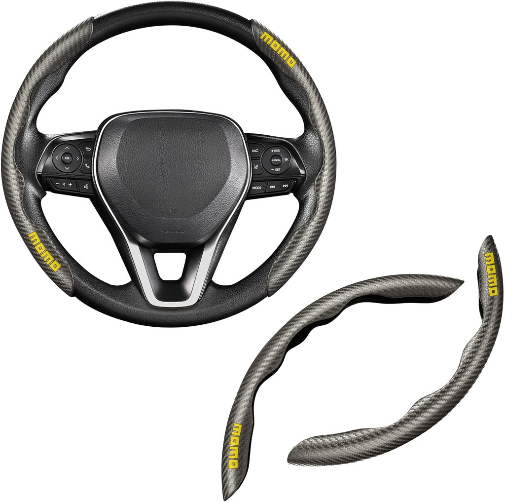 GRIPS PARA VOLANTE NEGRO DE FIBRA DE CARBON MOMO - 1