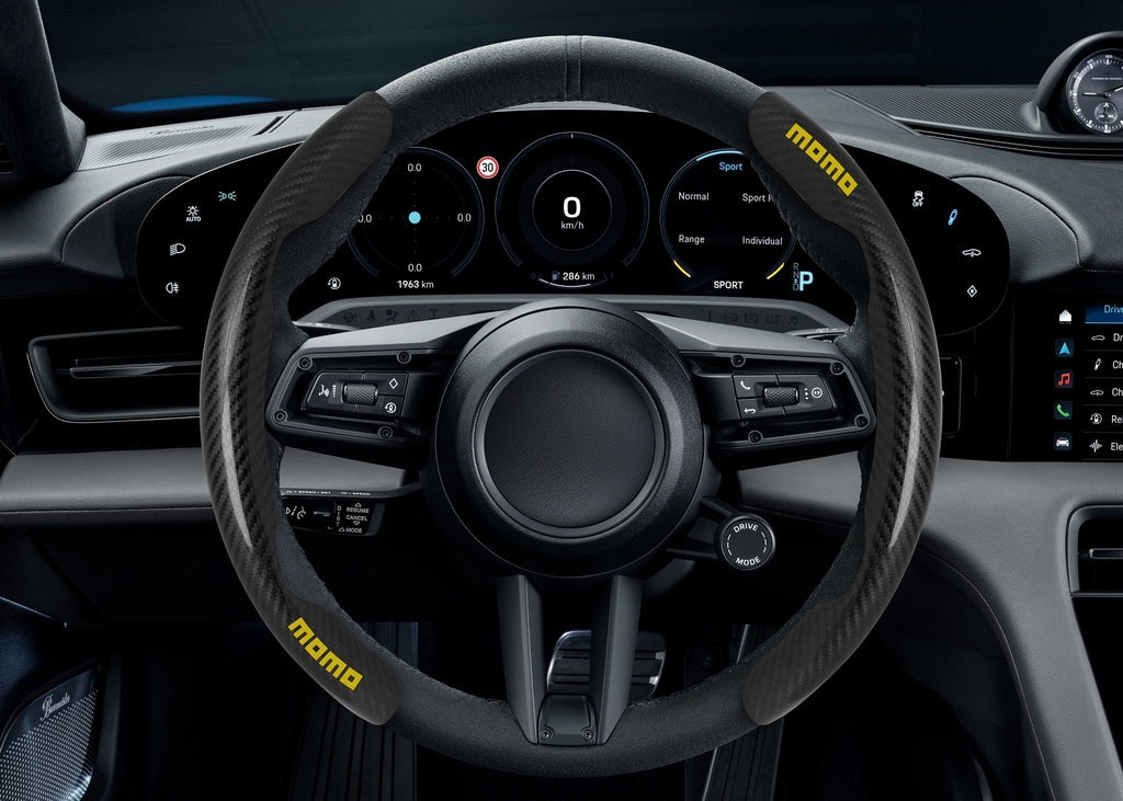 GRIPS PARA VOLANTE NEGRO DE FIBRA DE CARBON MOMO - 2