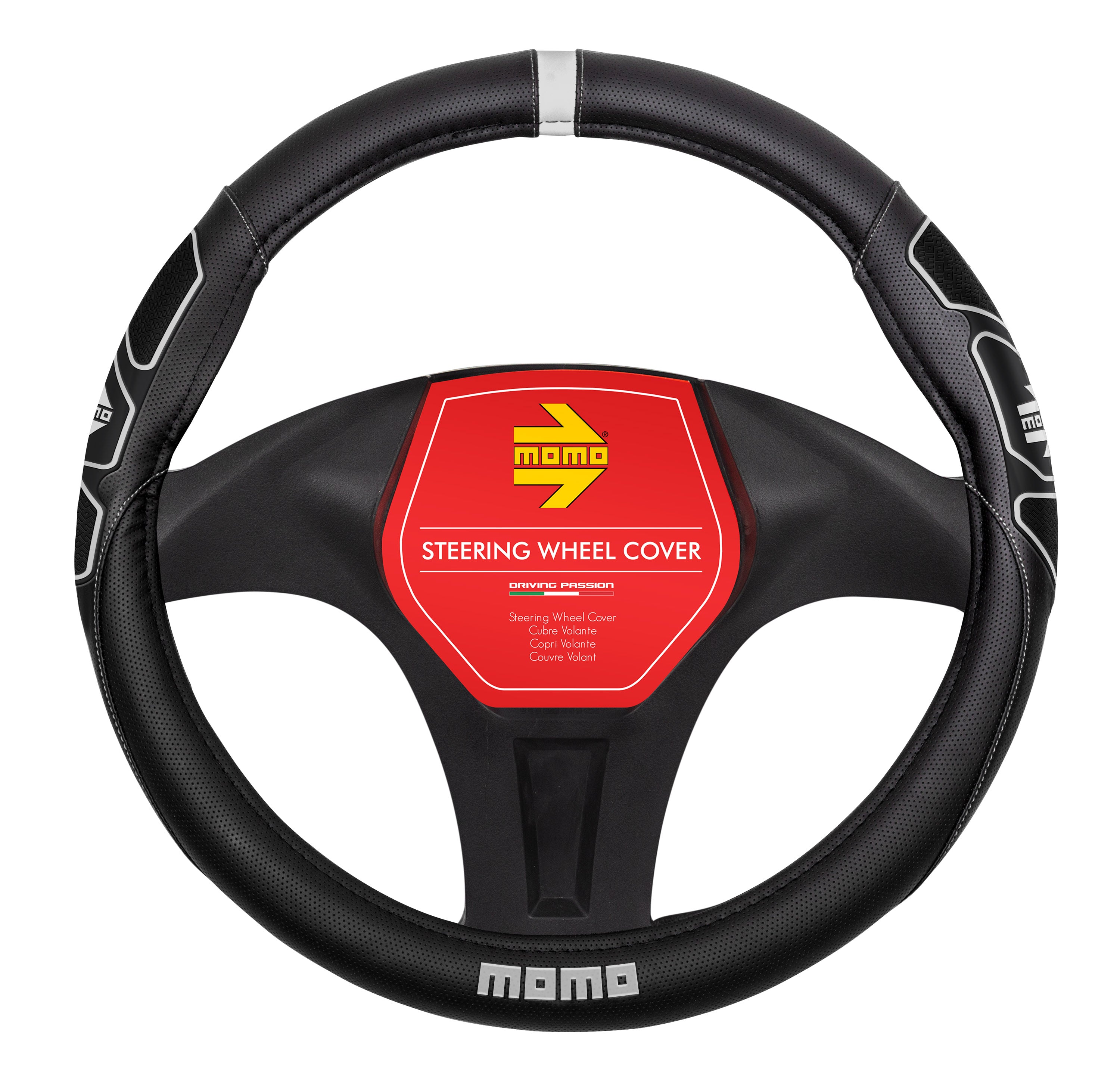 CUBRE VOLANTE NEGRO/BLANCO MOMO - 1