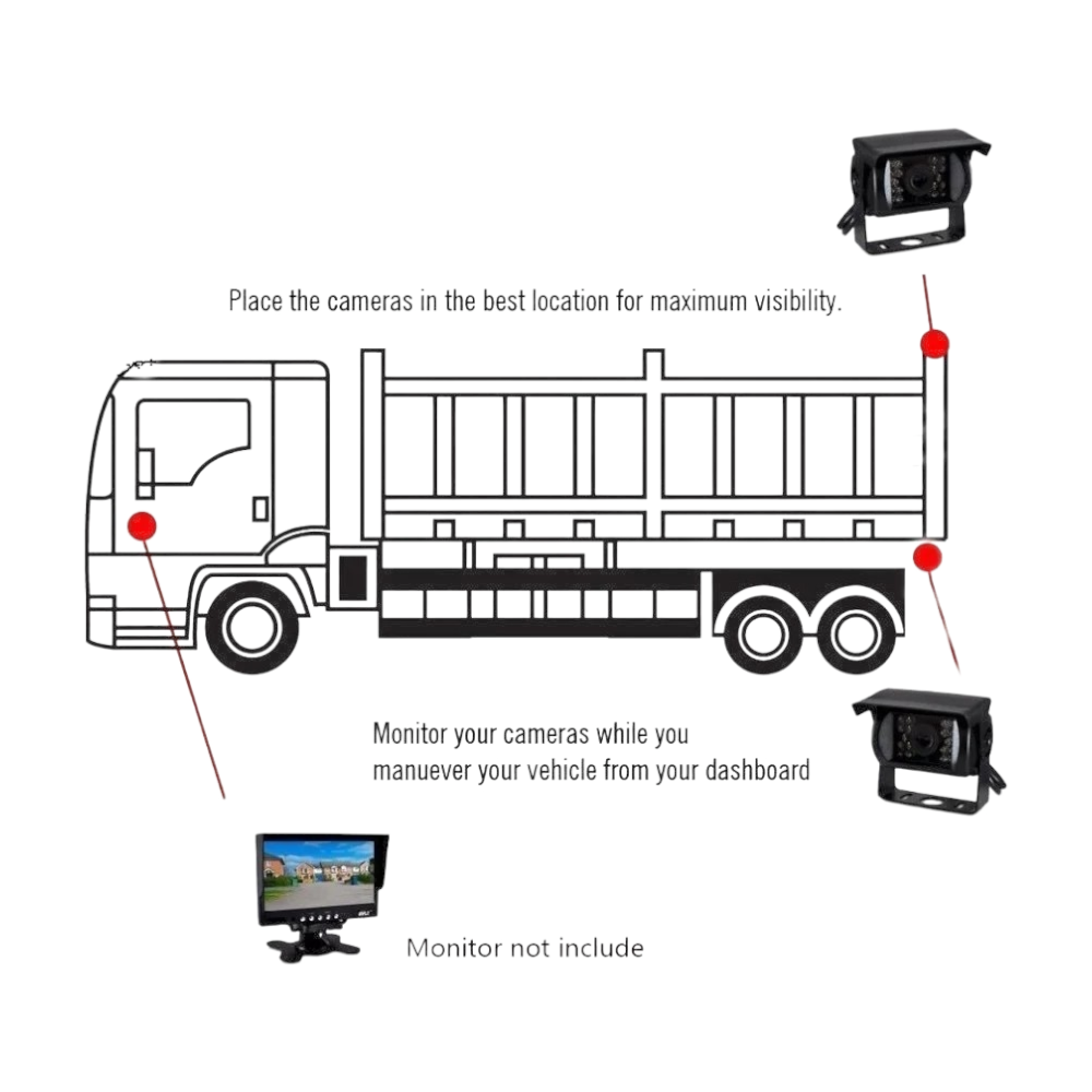 KIT DE RETROCESO PARA CAMIÓN PANTALLA Y CAMARA 12V A 24V - 4