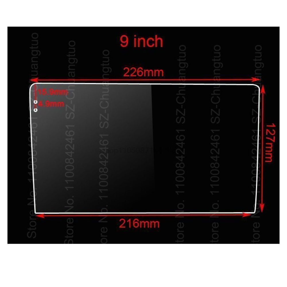 MICA DE VIDRIO PARA AUTORADIOS PANTALLAS ANDROID 9' - 2K ( PANTALLAS SIN BOTON LATERAL ) - 3