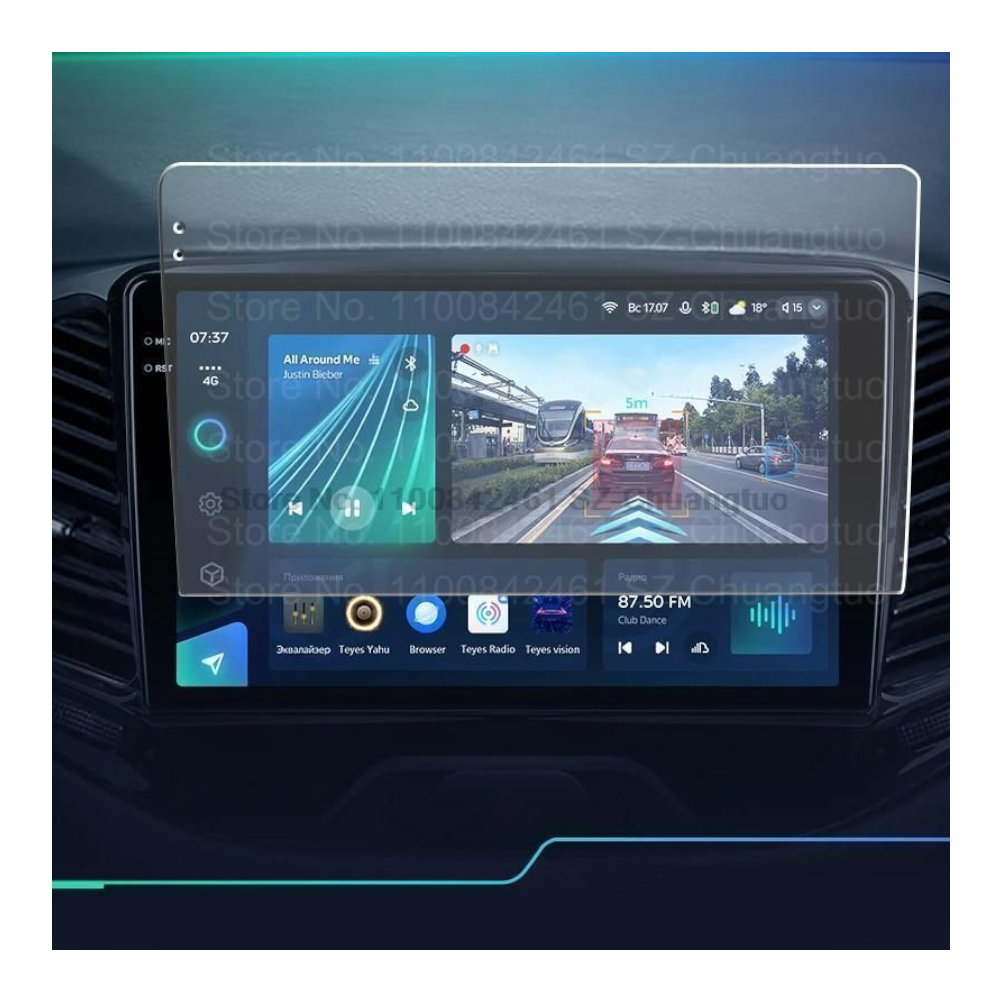 MICA DE VIDRIO PARA AUTORADIOS PANTALLAS ANDROID 9' - 2K ( PANTALLAS SIN BOTON LATERAL ) - 6