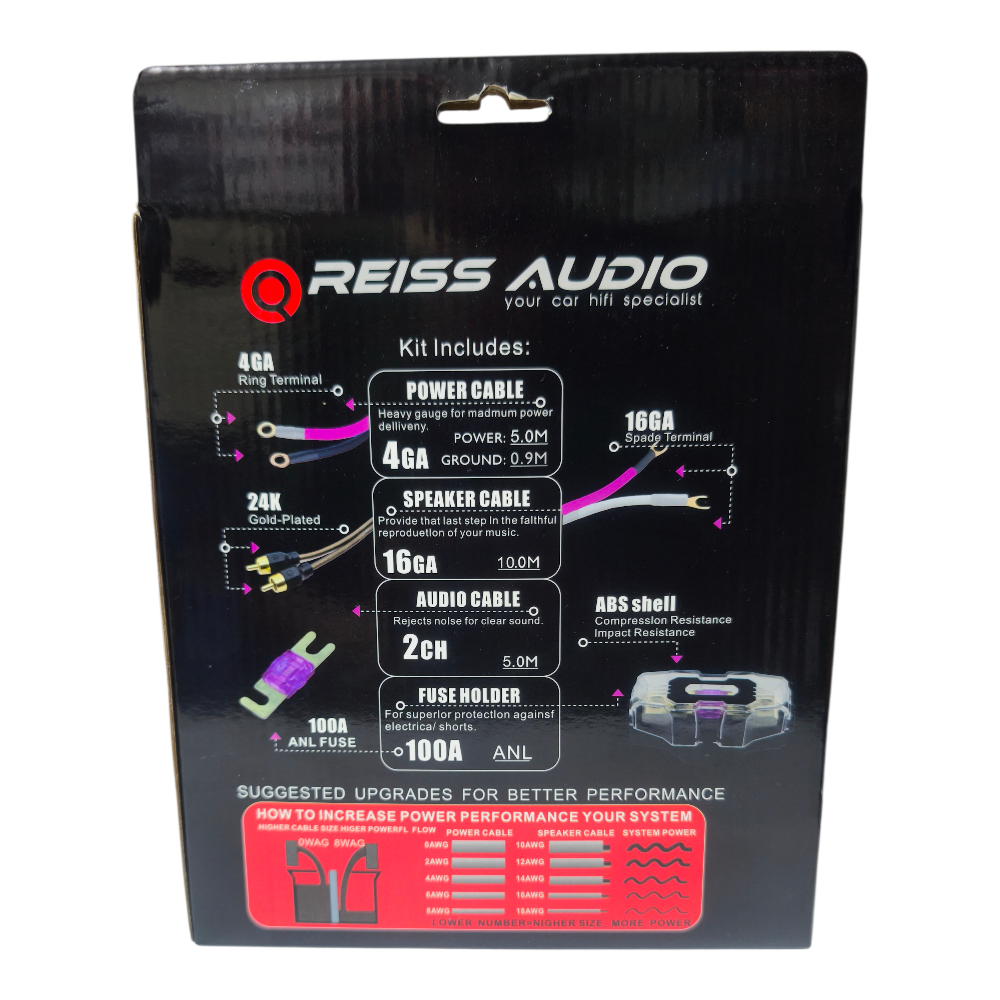 KIT DE CABLE PARA AMPLIFICADOR - REISS AUDIO - CALIBRE 4 - COBRE - 3