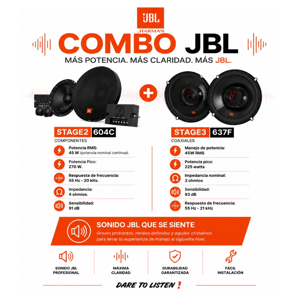 COMBO JBL - COMPONENTE STAGE2 604C + PARLANTES STAGE3 637F - 9