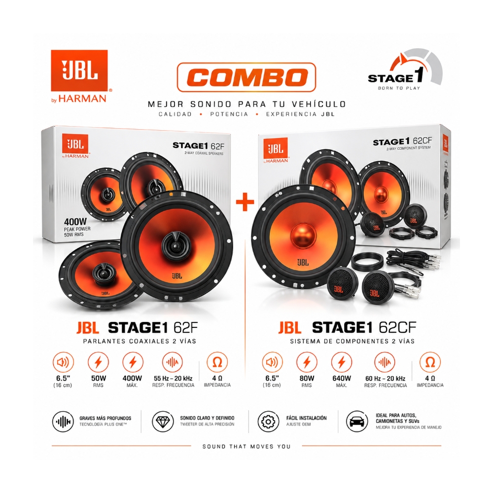 COMBO PARLANTE + COMPONENTE - JBL STAGE1 62F + 62CF - 2