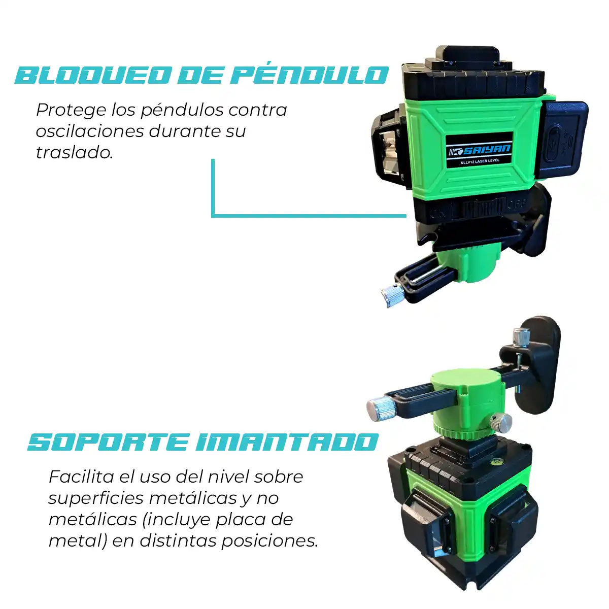 NIVEL LÁSER 12 LÍNEAS 360º AUTONIVELANTE + TRÍPODE 1.5 M SAIYAN NLLV12 - 3