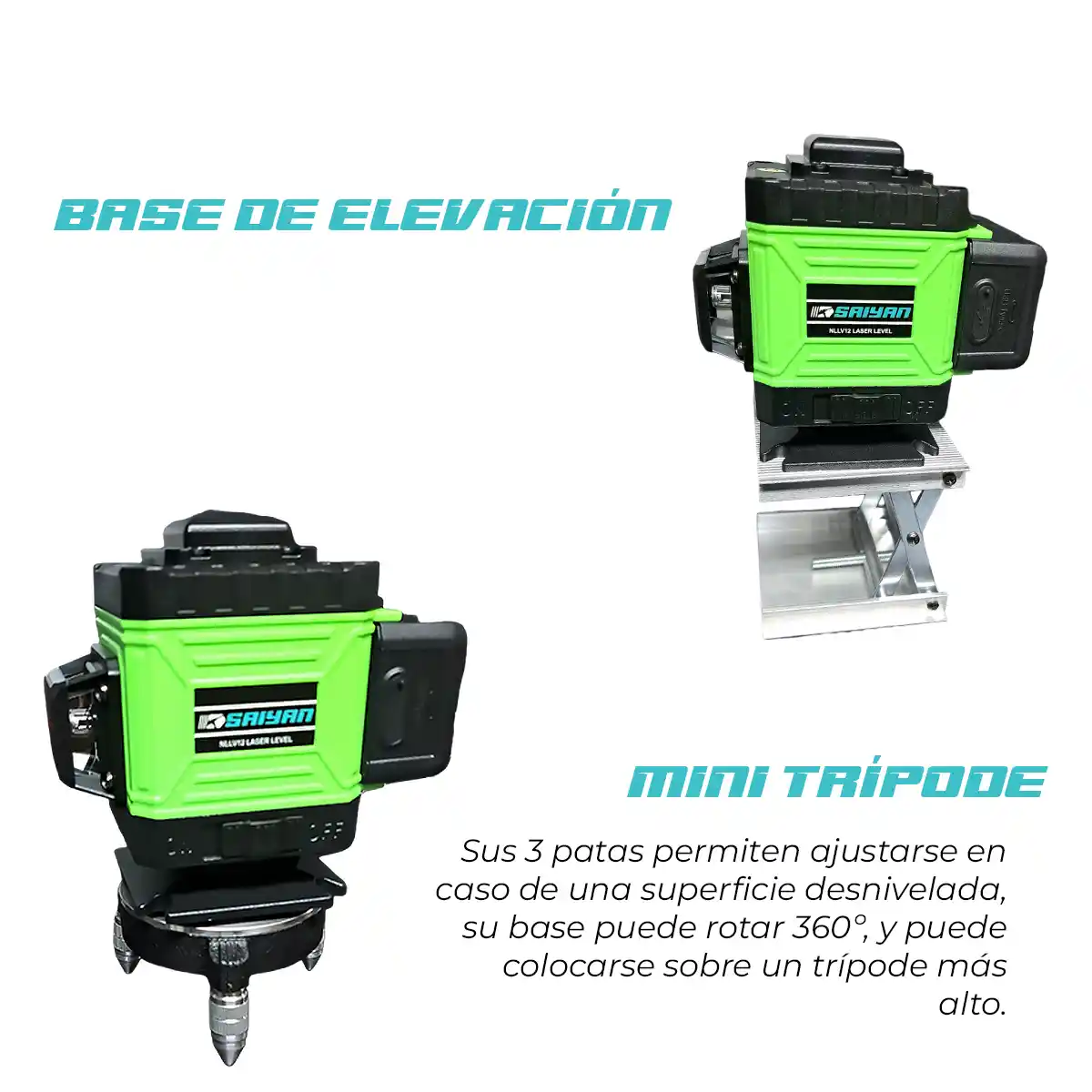 NIVEL LÁSER 12 LÍNEAS 360º AUTONIVELANTE + TRÍPODE 1.5 M SAIYAN NLLV12 - 4