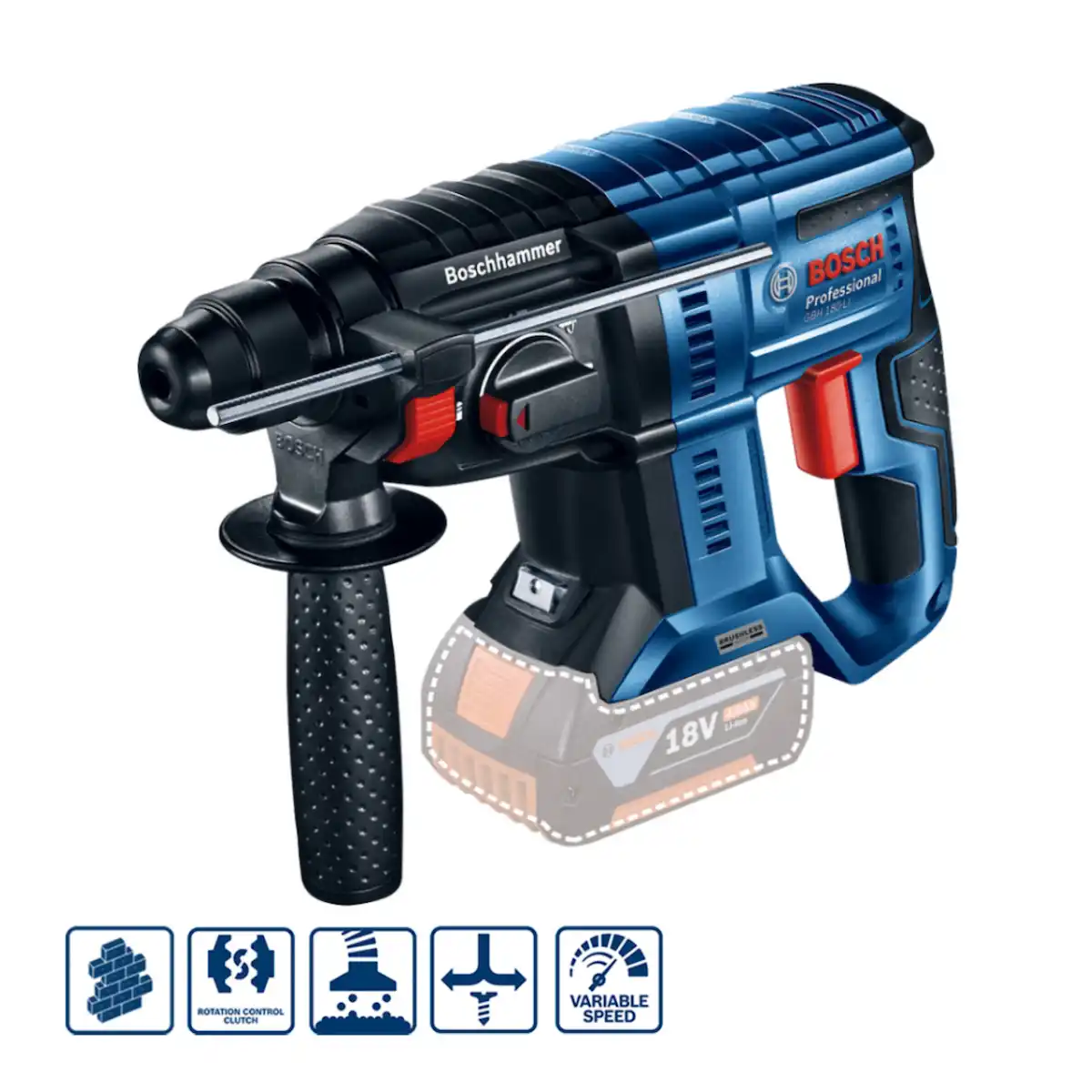 ROTOMARTILLO 18V BRUSHLESS 2J BARETOOL BOSCH GBH 180-LI - 4