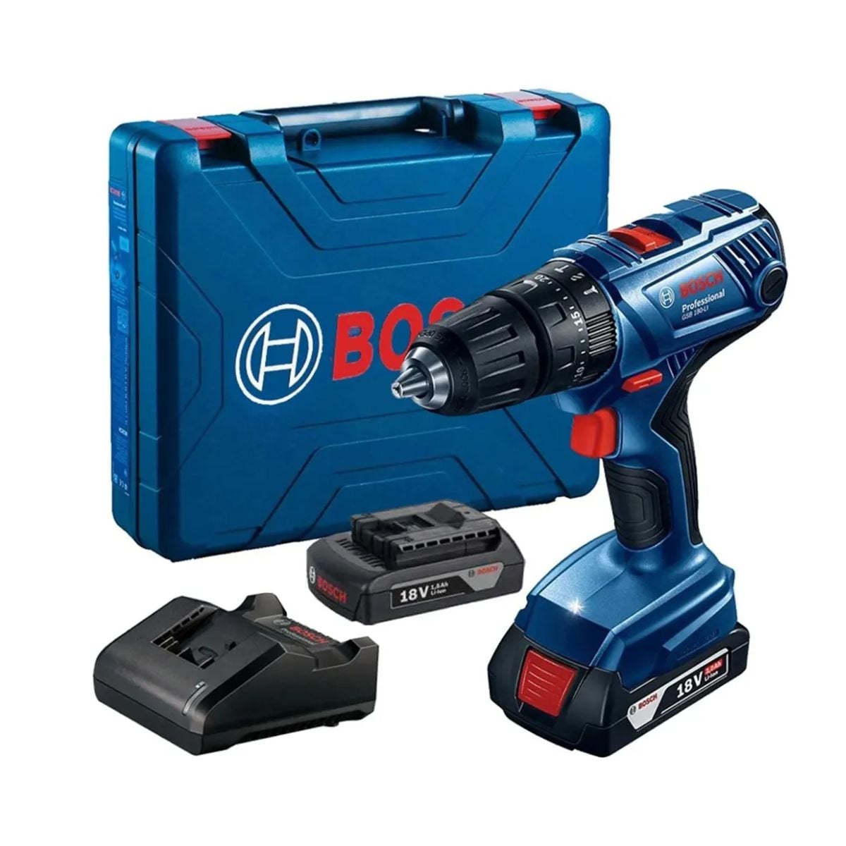 TALADRO PERCUTOR GSB 180 LI + 2 BATERÍAS + CARGADOR BOSCH - 1