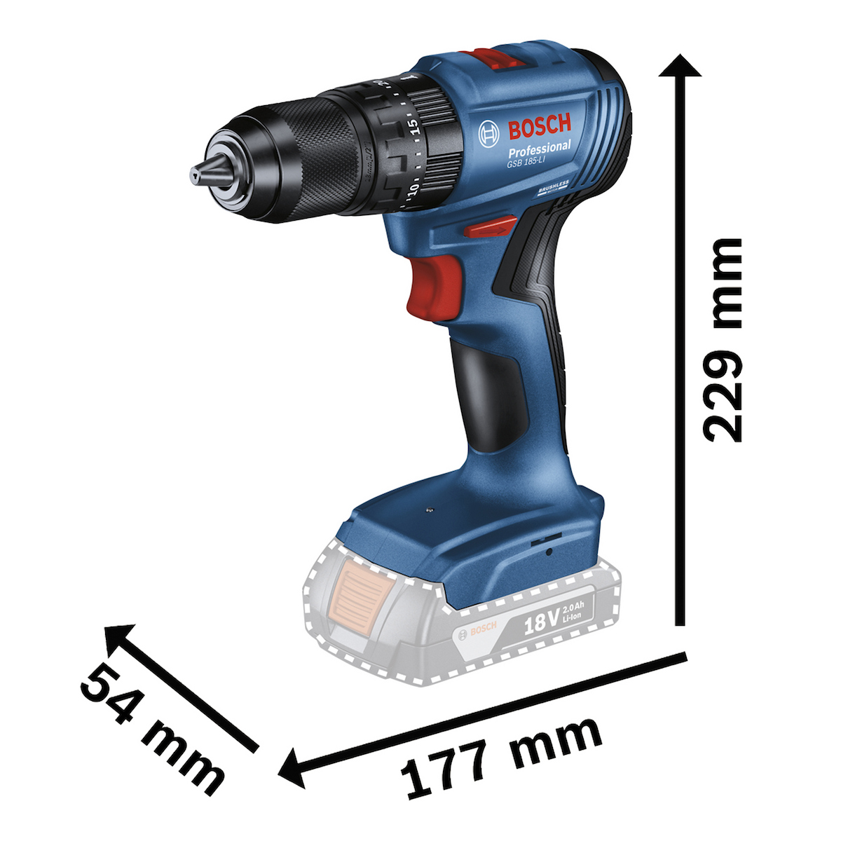 TALADRO PERCUTOR 1/2'' 18V BOSCH GSB 185-LI BARETOOL - 4
