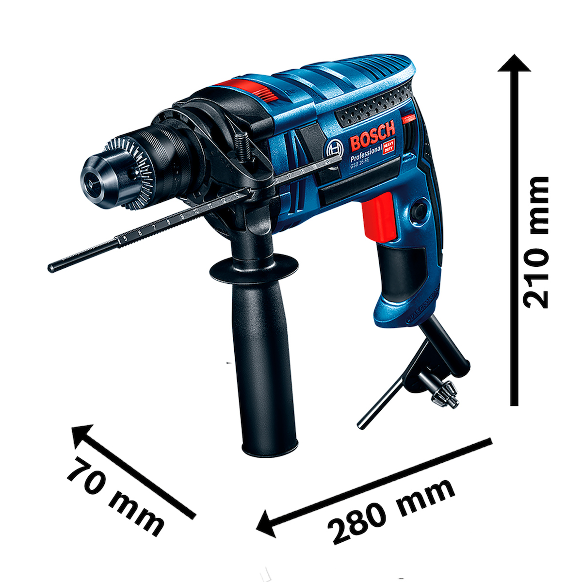 TALADRO PERCUTOR 1/2'' 13 MM 750W + MALETA BOSCH GSB 16 RE - 4