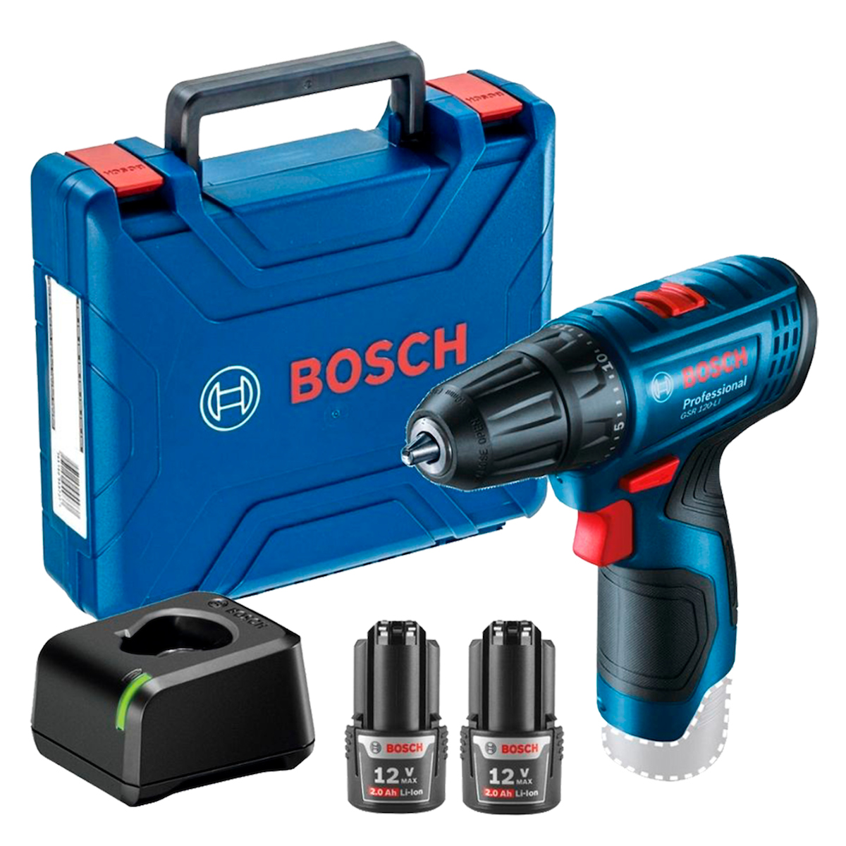 TALADRO GSR 120 LI + 2 BATERÍAS + CARGADOR + MALETA BOSCH - 1