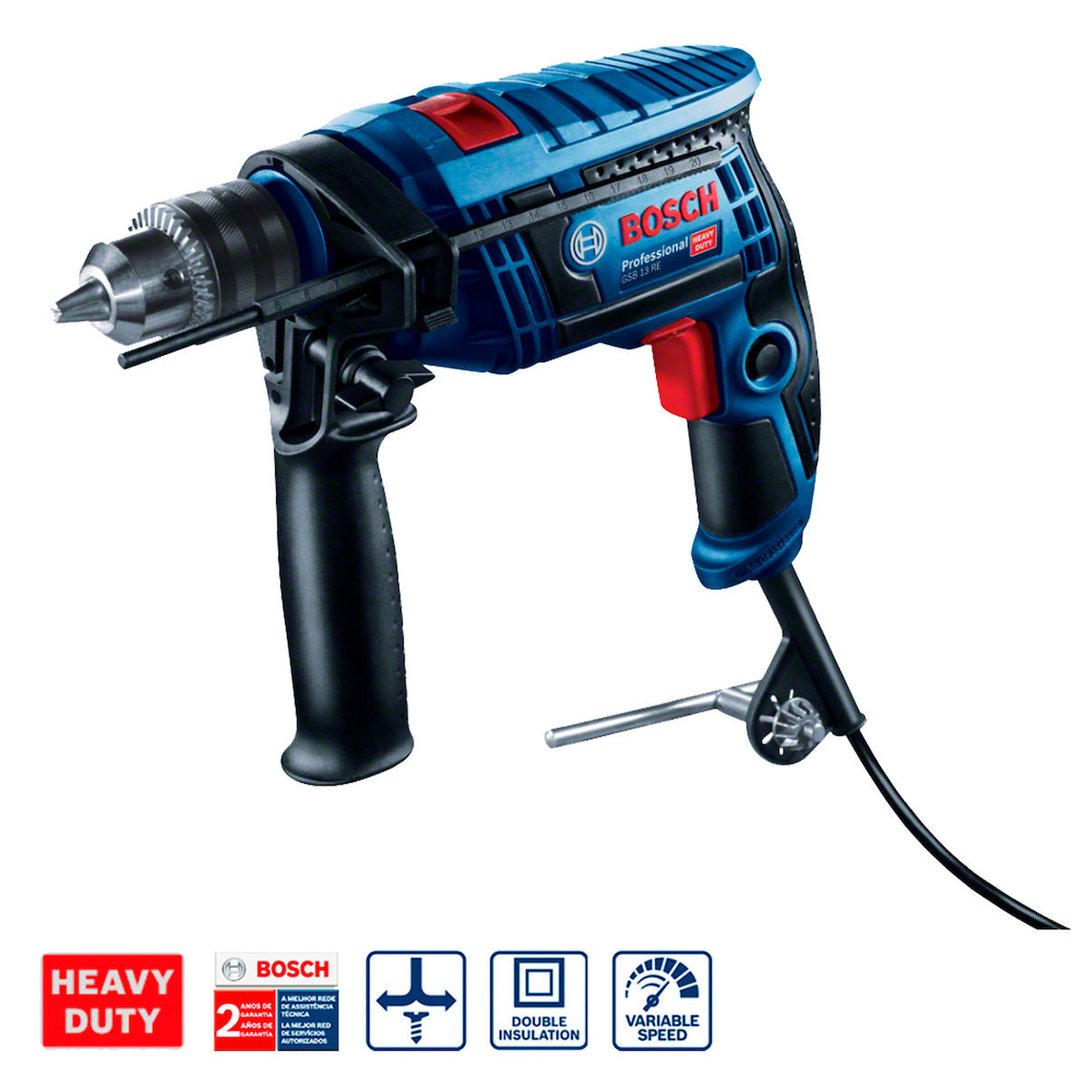 TALADRO PERCUTOR 1/2'' 650W BOSCH GSB 13 RE + SET DE 23 PZ - 2