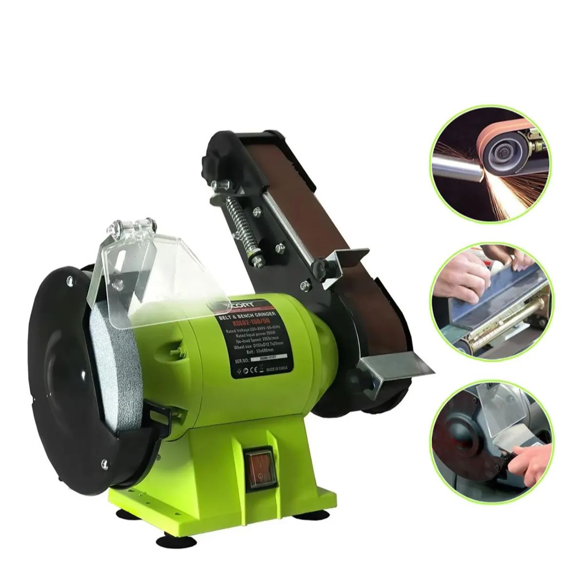 ESMERIL DE BANCO Y LIJADORA DE BANDA 6'' 250W 2 EN 1 XCORT XSE02-150/50 - 1