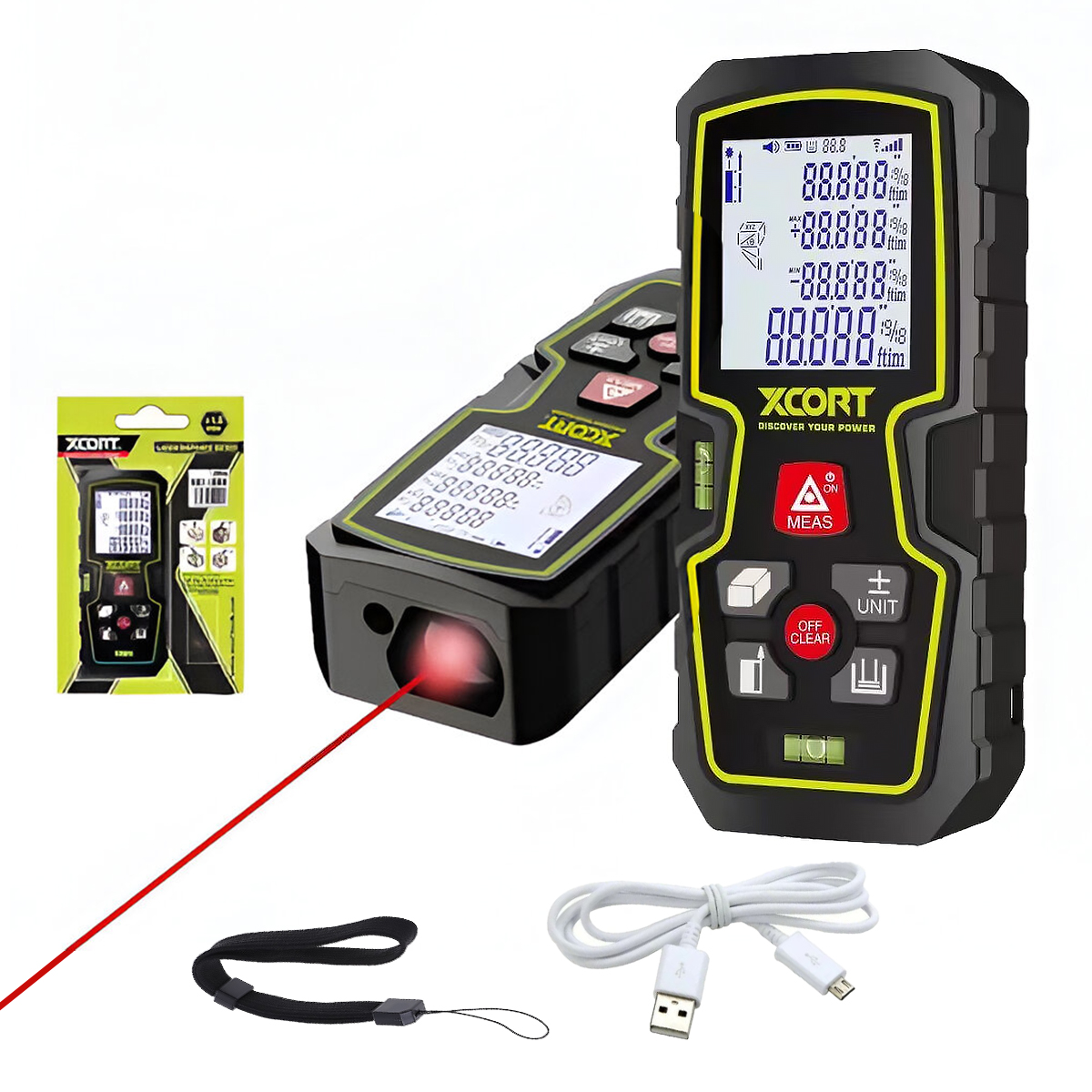 MEDIDOR DE DISTANCIA LÁSER ROJO 100 METROS XCORT 607-1100 - 1