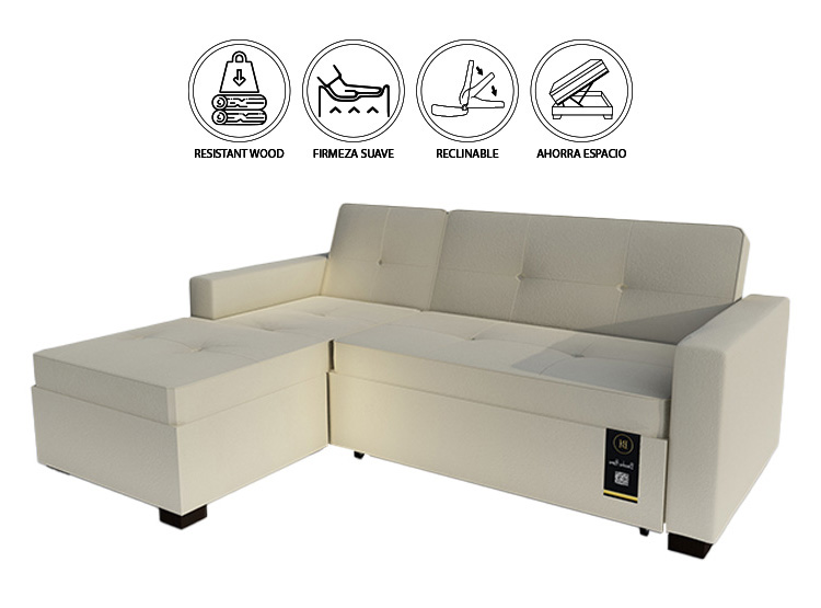 SOFÁ CAMA BARAKA HOME DEBAR 3 CUERPOS MULTIFUNCIONAL IZQUIERDO - 1