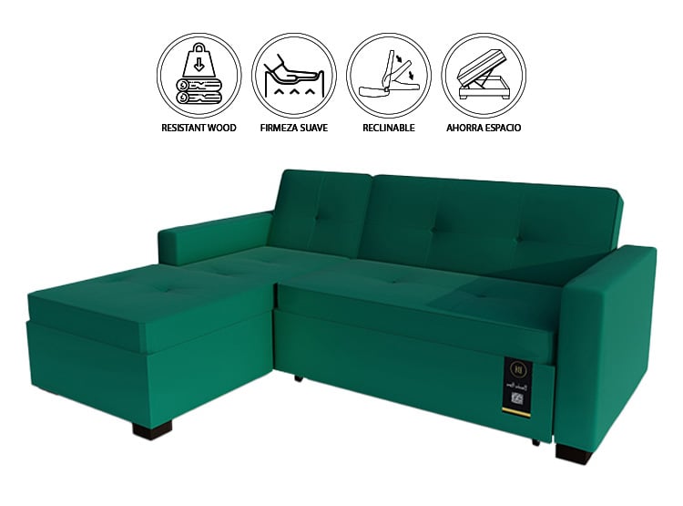 SOFÁ CAMA BARAKA HOME DEBAR 3 CUERPOS MULTIFUNCIONAL IZQUIERDO - 1