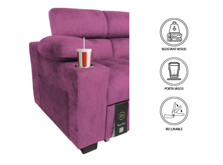 SOFÁ CAMA BARAKA HOME BALTIMORE CON PORTA VASOS Y BOLSILLO 2 PLZ - 3