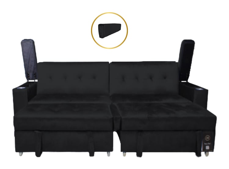 SOFA CAMA BARAKA HOME MADISON 2 CUERPOS CON PORTAVASO Y ALMACENAMIENTO KING - 3