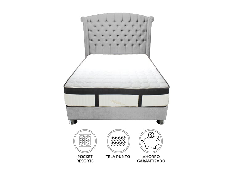 DORMITORIO BARAKA HOME COM0046 QUEEN PLATINIUM + ALMOHADA + COBERTOR - 1