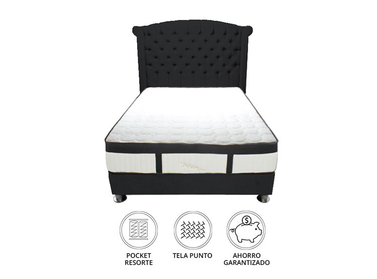 DORMITORIO BARAKA HOME COM0046 QUEEN PLATINIUM + ALMOHADA + COBERTOR - 1