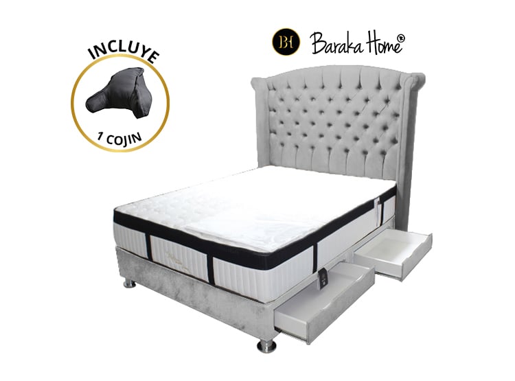 DORMITORIO BARAKA HOME COM0046 QUEEN PLATINIUM + ALMOHADA + COBERTOR - 2