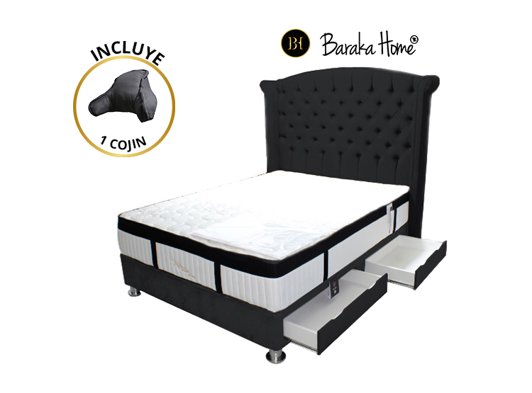 DORMITORIO BARAKA HOME COM0046 QUEEN PLATINIUM + ALMOHADA + COBERTOR - 2