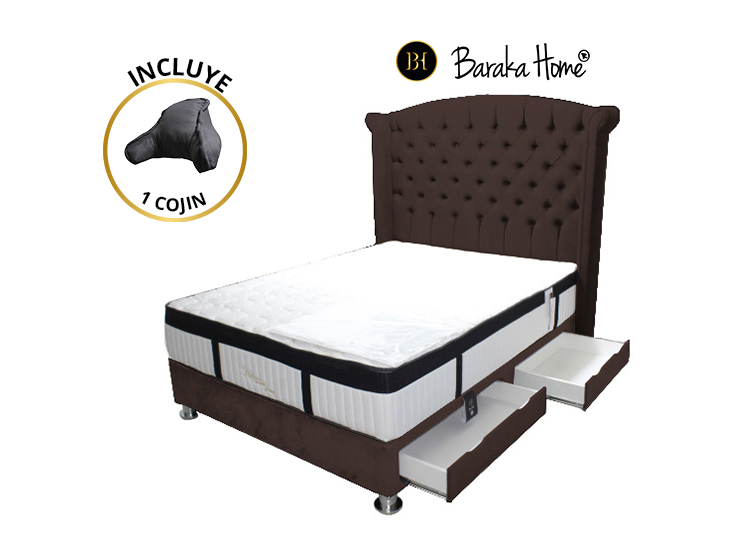 DORMITORIO BARAKA HOME COM0046 QUEEN PLATINIUM + ALMOHADA + COBERTOR - 2