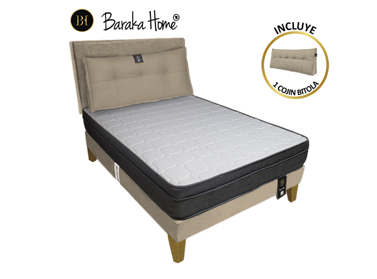 DORMITORIO BARAKA HOME TURIN SLIM 1.5 PLAZAS + CABECERA + COJIN BITOLA - 1