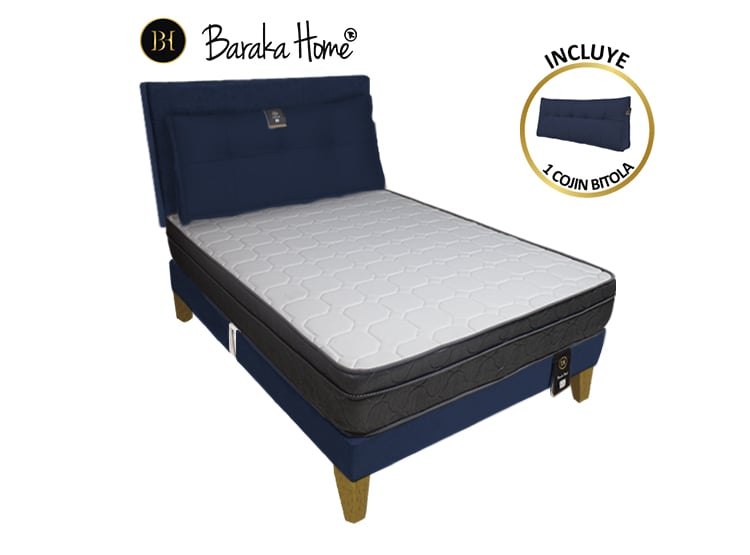 DORMITORIO BARAKA HOME TURIN SLIM 1.5 PLAZAS + CABECERA + COJIN BITOLA - 1