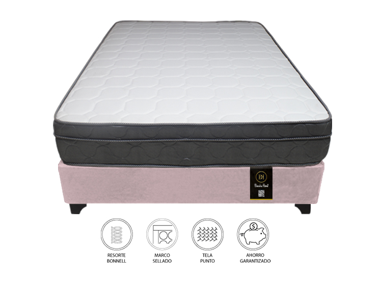 CAMA BARAKA HOME TURIN 2 PLAZAS + 2 ALMOHADAS CLARO - 2