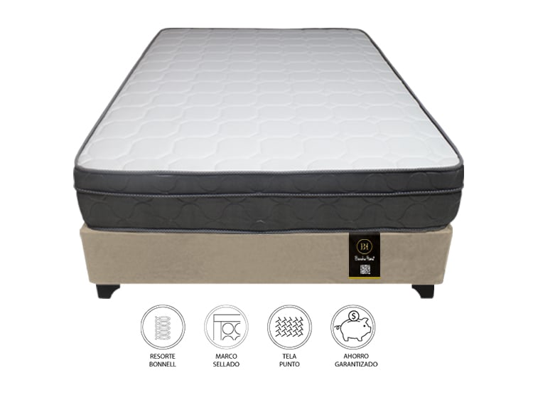 CAMA BARAKA HOME TURIN 2 PLAZAS + 2 ALMOHADAS CLARO - 2