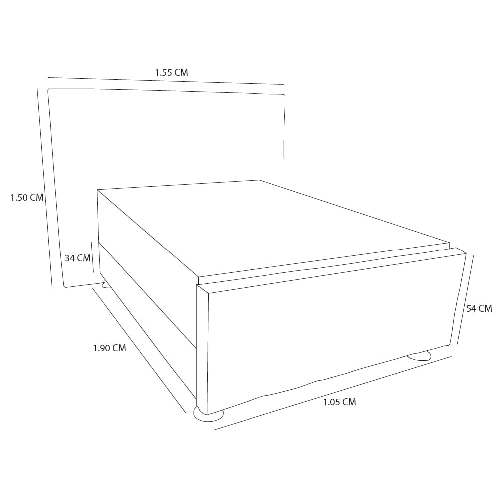 DORMITORIO BARAKA HOME DALLAS 1.5 PLAZAS PIECERA COLCHON PLATINIUM TELA PRANNA - 3