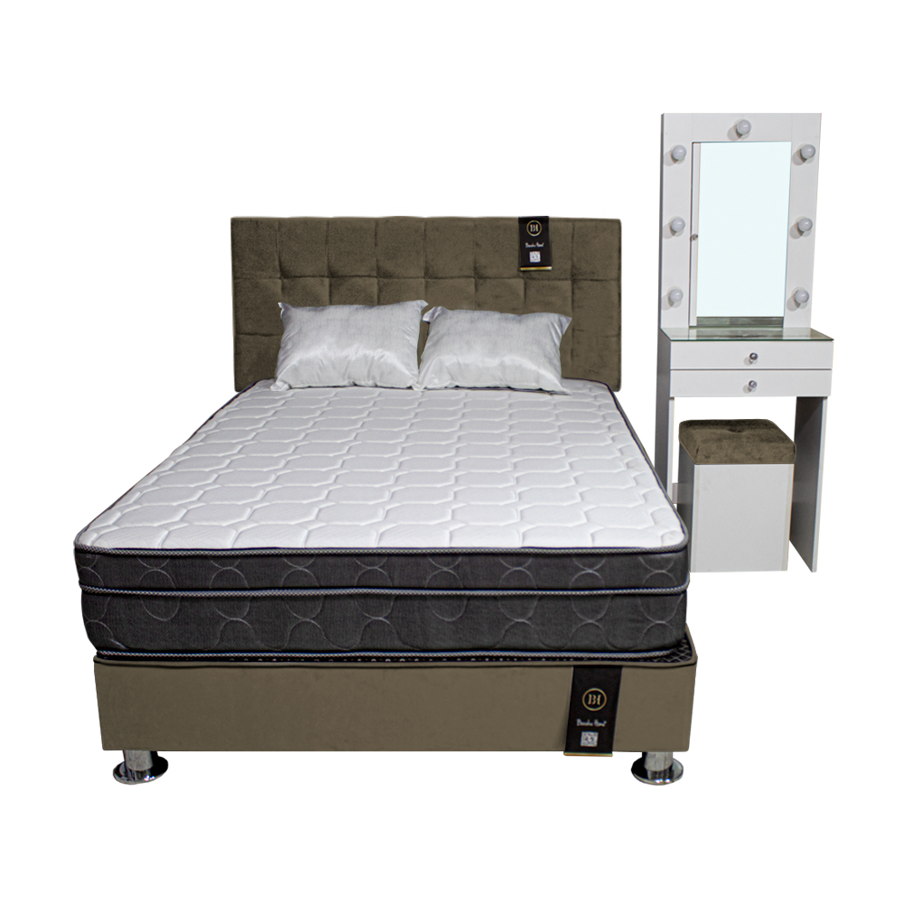 DORMITORIO BARAKA HOME COQUETTE 2 PLAZAS + CABECERA + TOCADOR + PUFF - 1