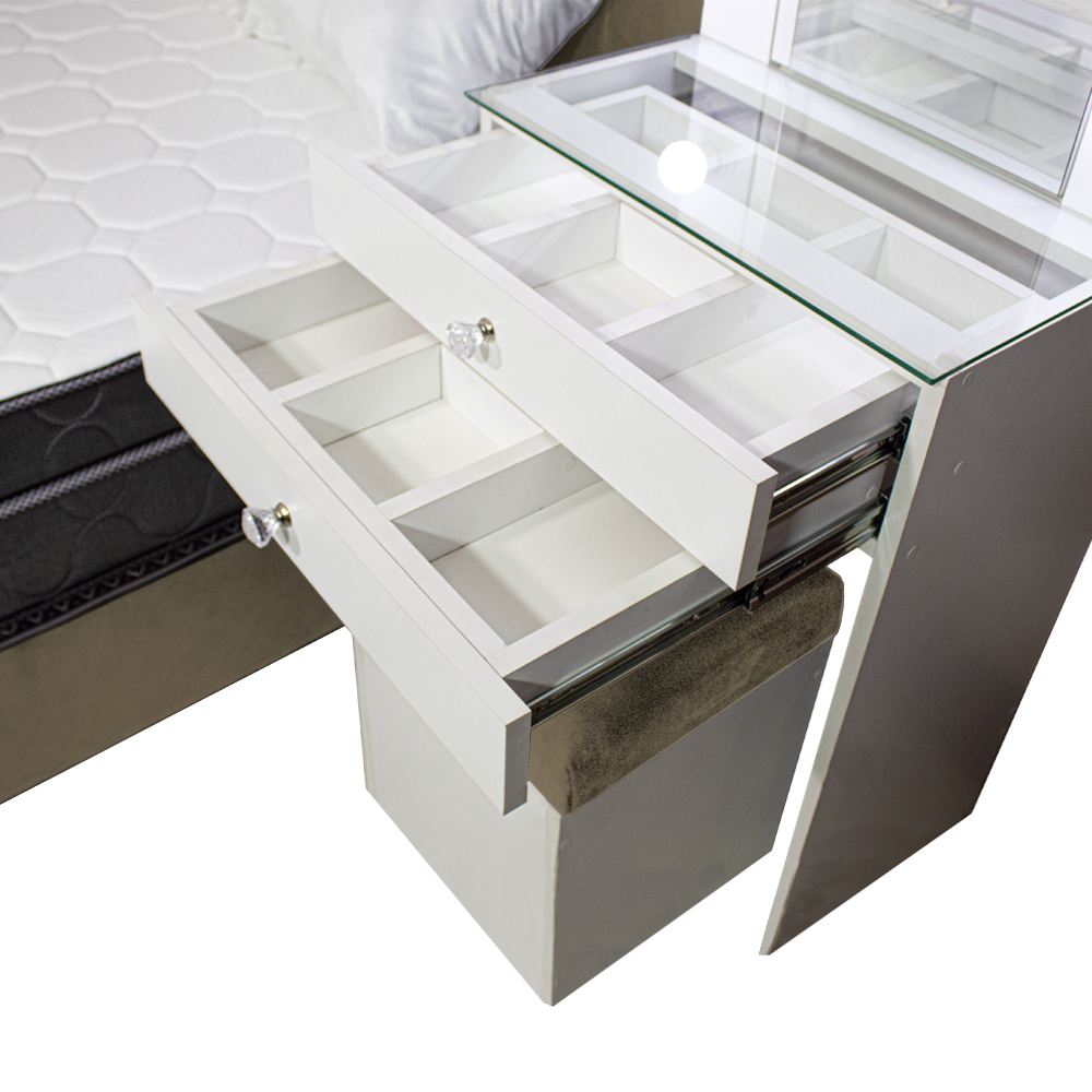DORMITORIO BARAKA HOME COQUETTE 2 PLAZAS + CABECERA + TOCADOR + PUFF - 3