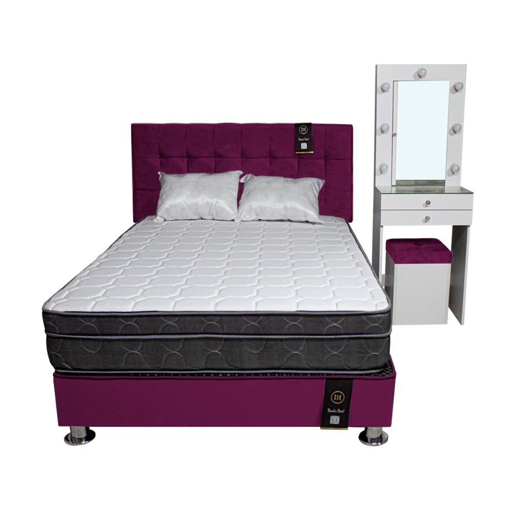DORMITORIO BARAKA HOME COQUETTE 1.5 PLAZAS + CABECERA + TOCADOR + PUFF - 1