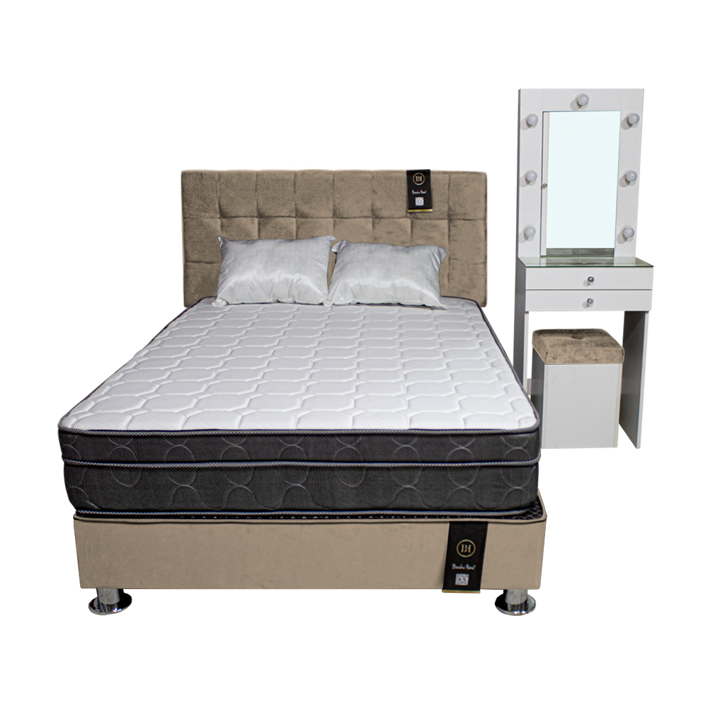 DORMITORIO BARAKA HOME COQUETTE 1.5 PLAZAS + CABECERA + TOCADOR + PUFF - 1