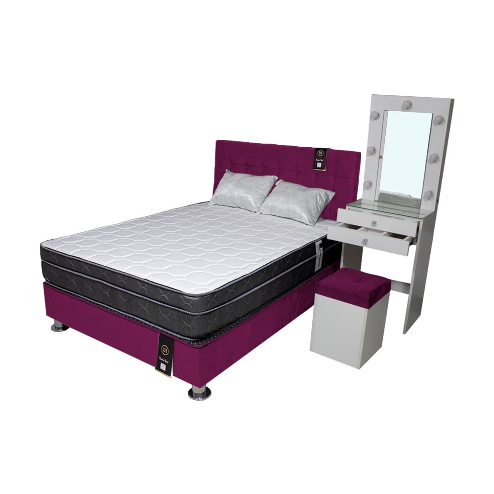 DORMITORIO BARAKA HOME COQUETTE 1.5 PLAZAS + CABECERA + TOCADOR + PUFF - 2