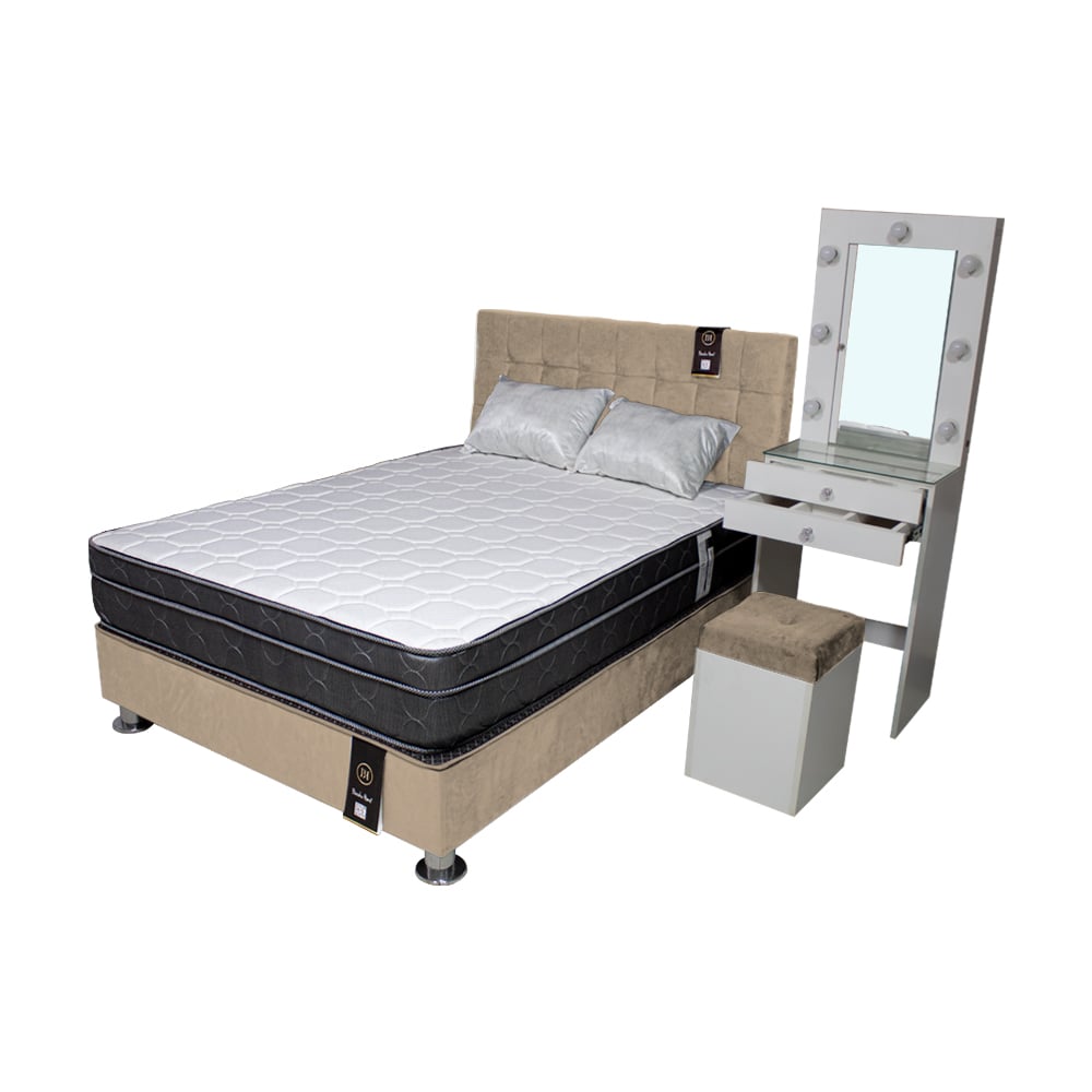 DORMITORIO BARAKA HOME COQUETTE 1.5 PLAZAS + CABECERA + TOCADOR + PUFF - 2