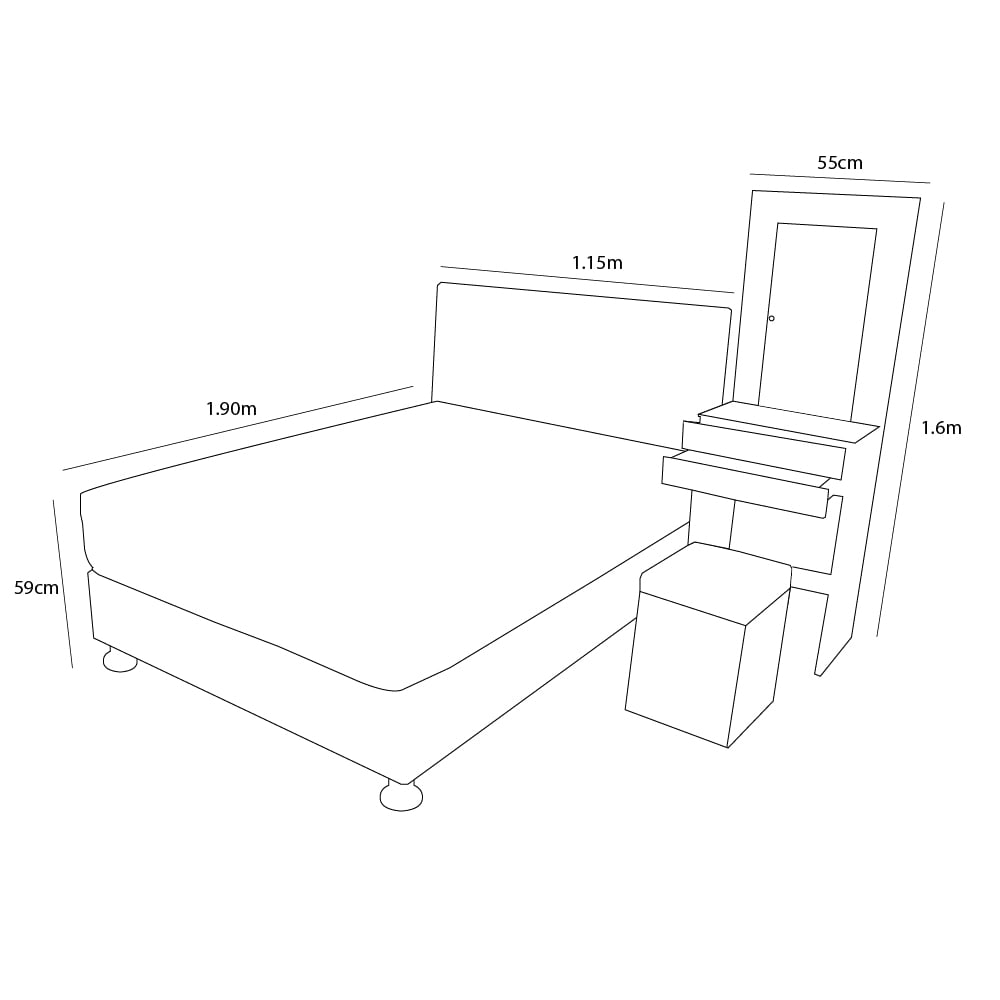 DORMITORIO BARAKA HOME COQUETTE 1.5 PLAZAS + CABECERA + TOCADOR + PUFF - 4