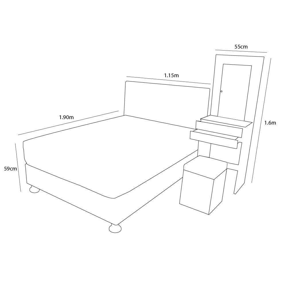DORMITORIO BARAKA HOME COQUETTE 1.5 PLAZAS + CABECERA + TOCADOR + PUFF - 4