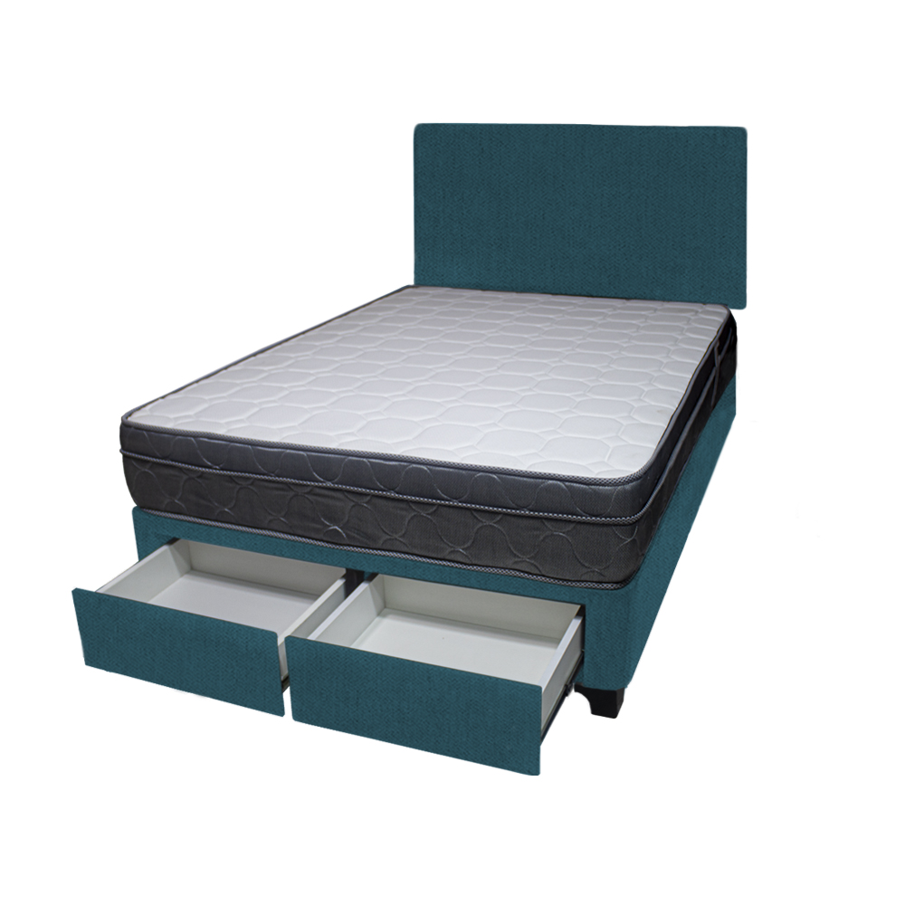 DORMITORIO BARAKA HOME TURIN 2 PLAZAS + 2 CAJONES + CABECERA + 2 ALMOHADAS - 2