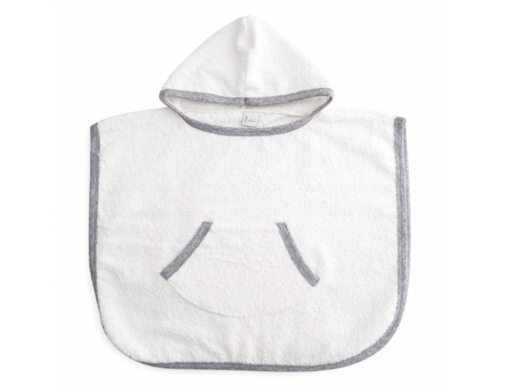 TOALLA PONCHO CON CAPUCHA Y BOLSILLO DELANTERO EN FELPA BEBE, 100% ALGODÓN ANTIALÉRGICO 40X50CM - 1