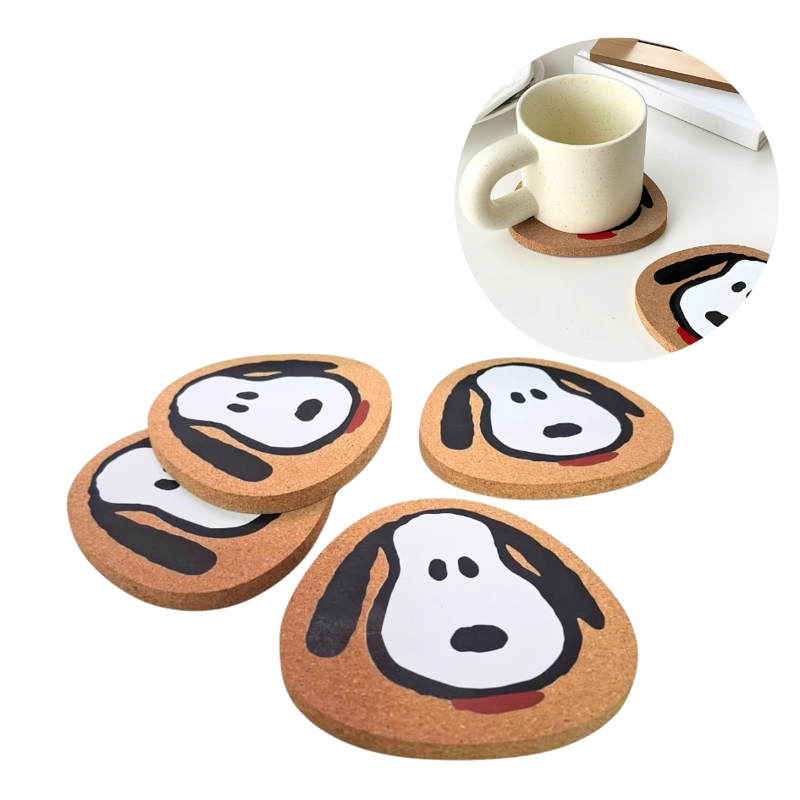 SNOOPY SET DE 4 POSAVASOS CORCHO MARRÓN - 1