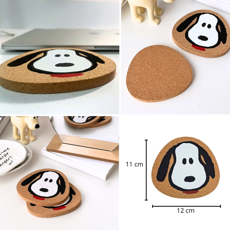 SNOOPY SET DE 4 POSAVASOS CORCHO MARRÓN - 2