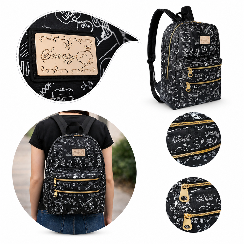MOCHILA CON ESTAMPADO SNOOPY - NEGRO - 7